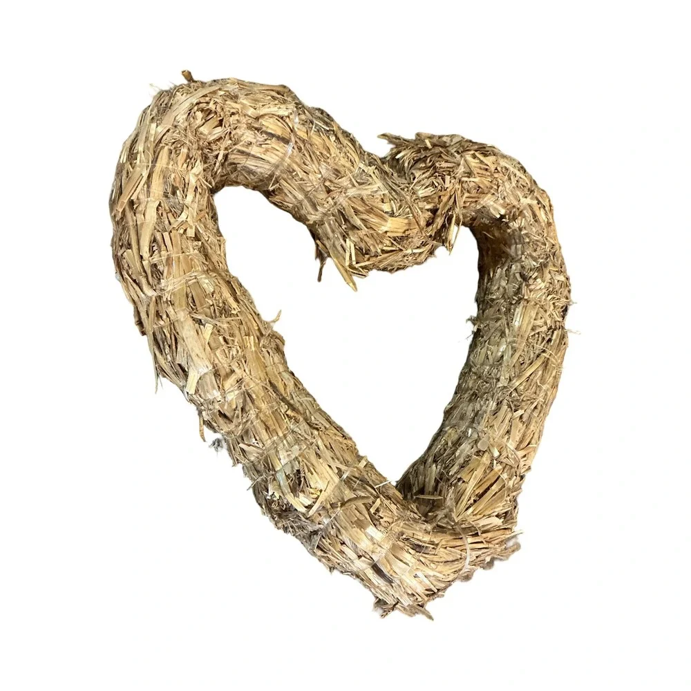 Natural Straw Heart Wreath 11 Inch Rustic Farmhouse DIY Craft Base Tan